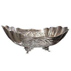 Овальная ваза для фруктов Серебряная Ракушка