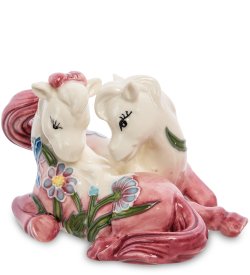 Статуэтка из фарфора Милые лошадки в цветах