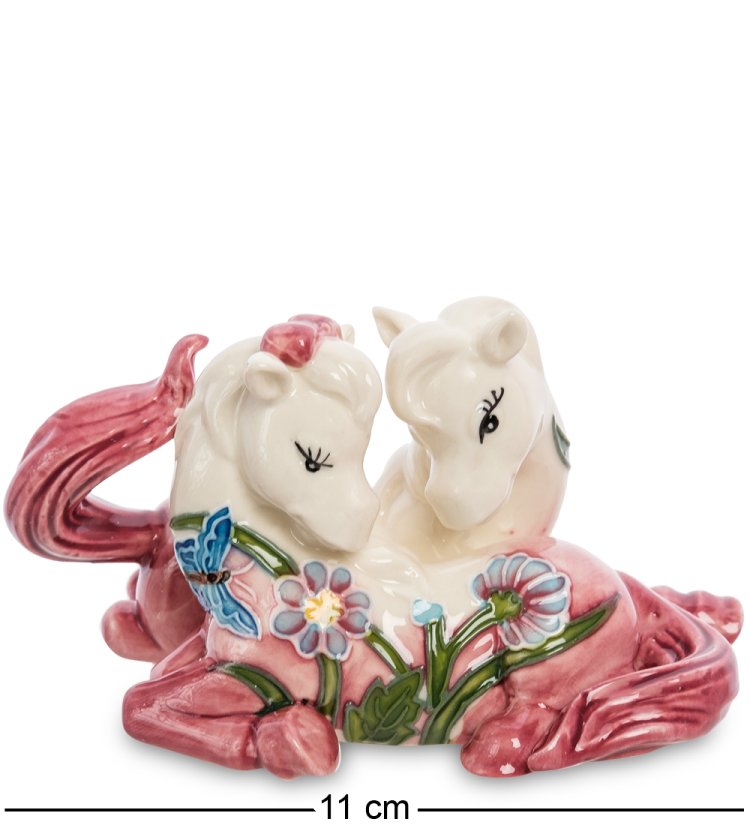 Статуэтка из фарфора Милые лошадки в цветах Pavone JP-61/45, портретный вид