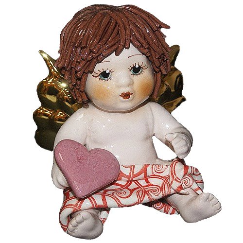 Статуэтка из фарфора Сидящий Ангел с сердцем