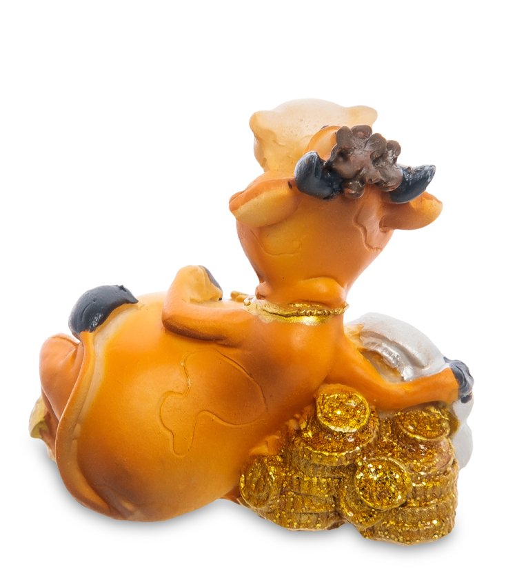 Статуэтка Символ 2021 года - Бык с монетами Весы AF-1018/10, фотография со спины