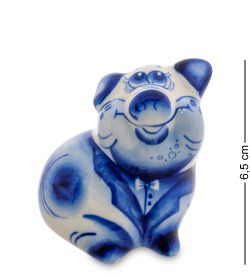 Фигурка Счастливая Свинка Голубая гжель