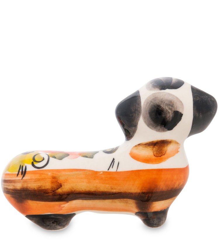 Фигурка Такса Тези Цветная гжель ГЛ-274, фотография со спины