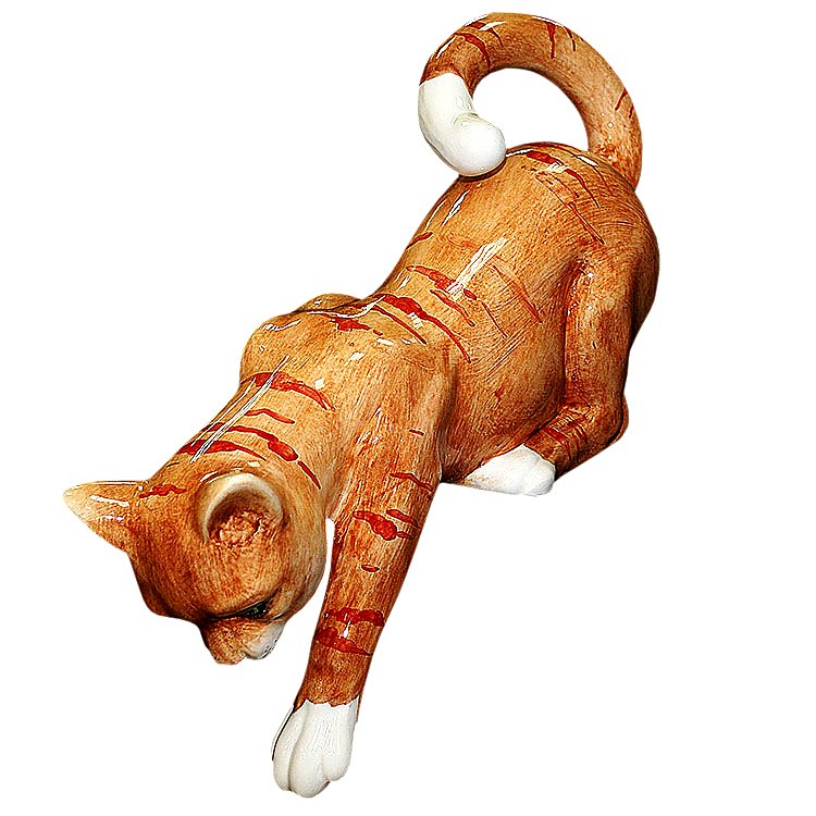 Статуэтка из керамики Рыжая кошка спрыгивающая Ahura 0852/CTR