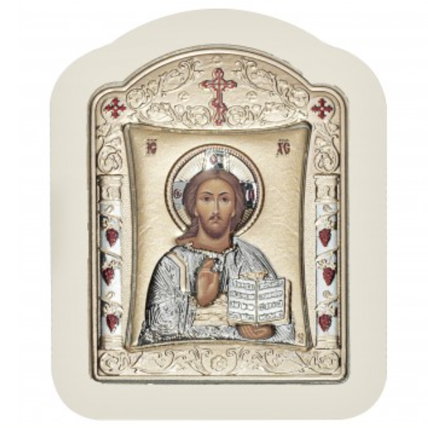 Икона Иисус Христос в белом обрамлении, Размер 14x18 см Slevory 128TW2RWNScl2B