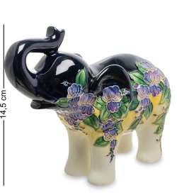 Статуэтка из фарфора Черно-Белый Слоник с цветочках
