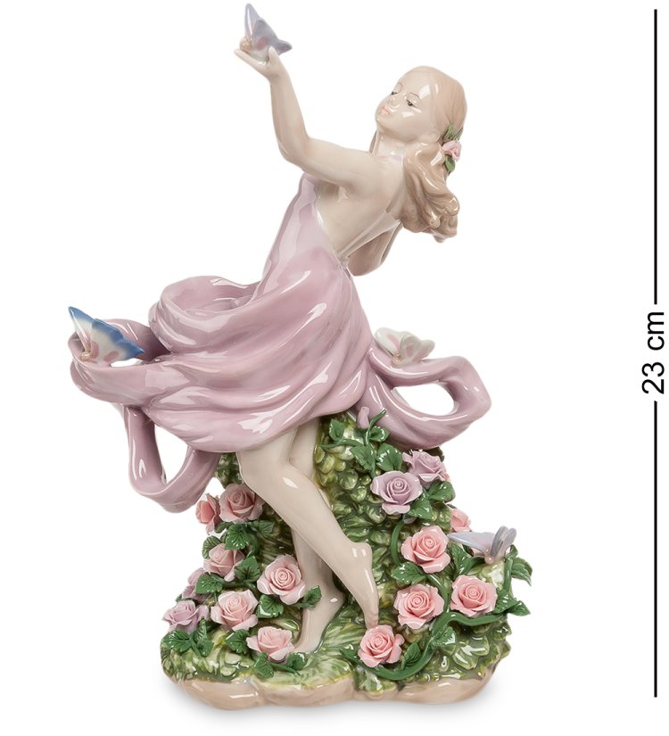 Статуэтка из фарфора Девушка с розами и бабочками Pavone JP-29/23