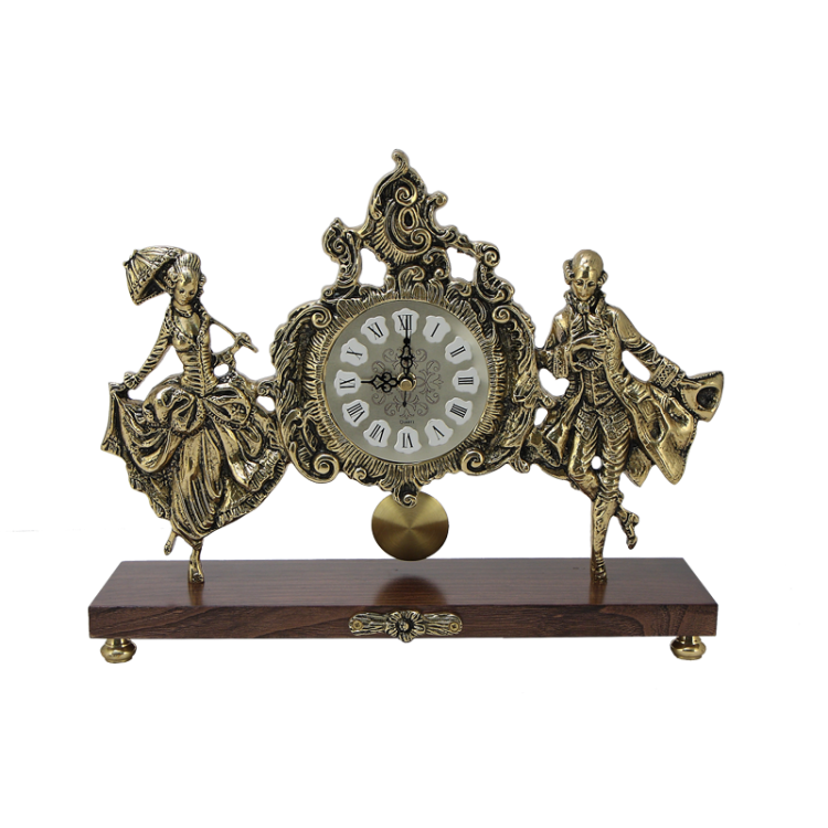 Настольные Часы из бронзы с маятником Пастораль, золотые Bello De Bronze BP-27004-D