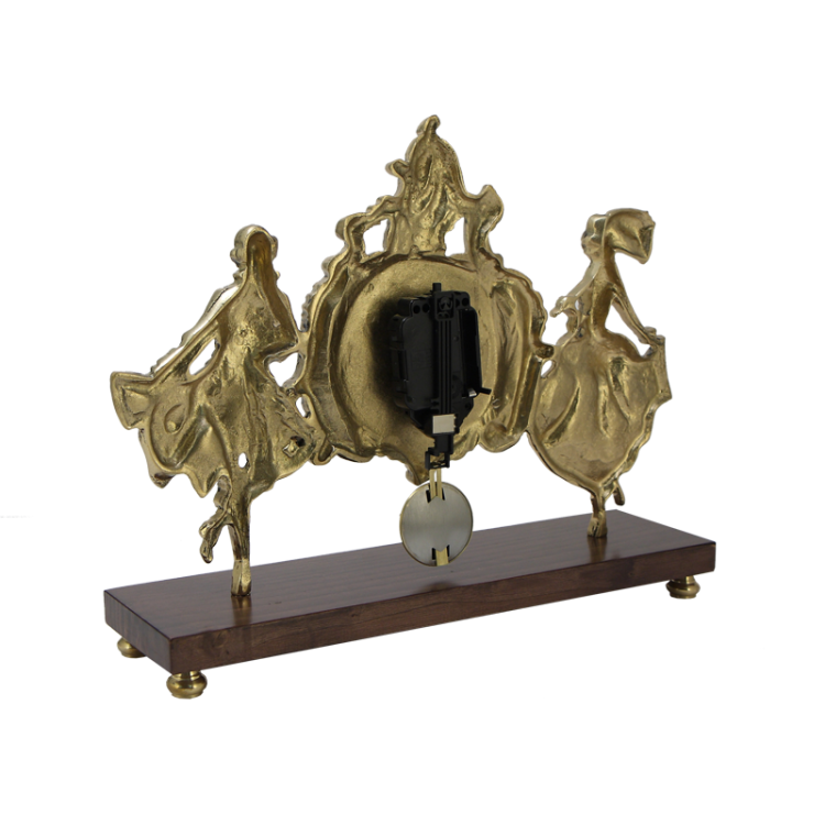 Настольные Часы из бронзы с маятником Пастораль, золотые Bello De Bronze BP-27004-D, фотография с обратной стороны