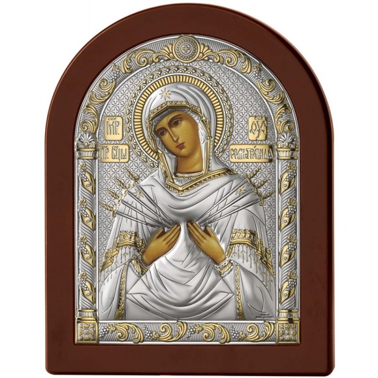 Семистрельная Икона Божией Матери, Размер: 6х8 см Valenti 84122/1ORO