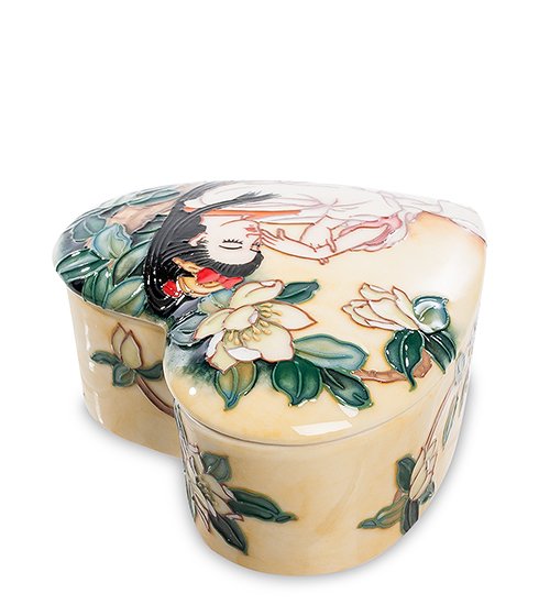 Шкатулка из фарфора Нежное Сердце Гейши Pavone JP-24/27, вид профиль