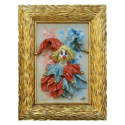 Картина из фарфора Клоун в красно-голубой шапке