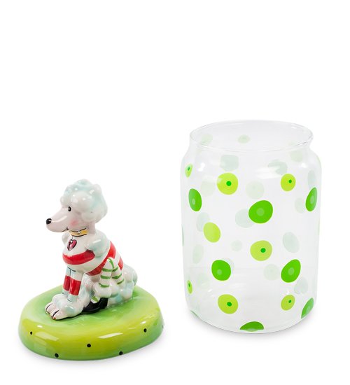 Банка для сыпучих из керамики Маленький Пудель Pavone CMS-03/ 5, разборный вид