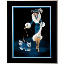 Картина Прогулка с йорками c кристаллами Swarovski