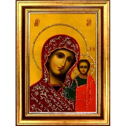 Икона с кристаллами Swarovski - Казанская Божья Матерь