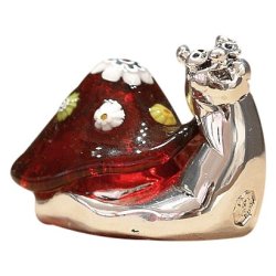 Статуэтка Гордая Красная Улитка со стеклом Мурано
