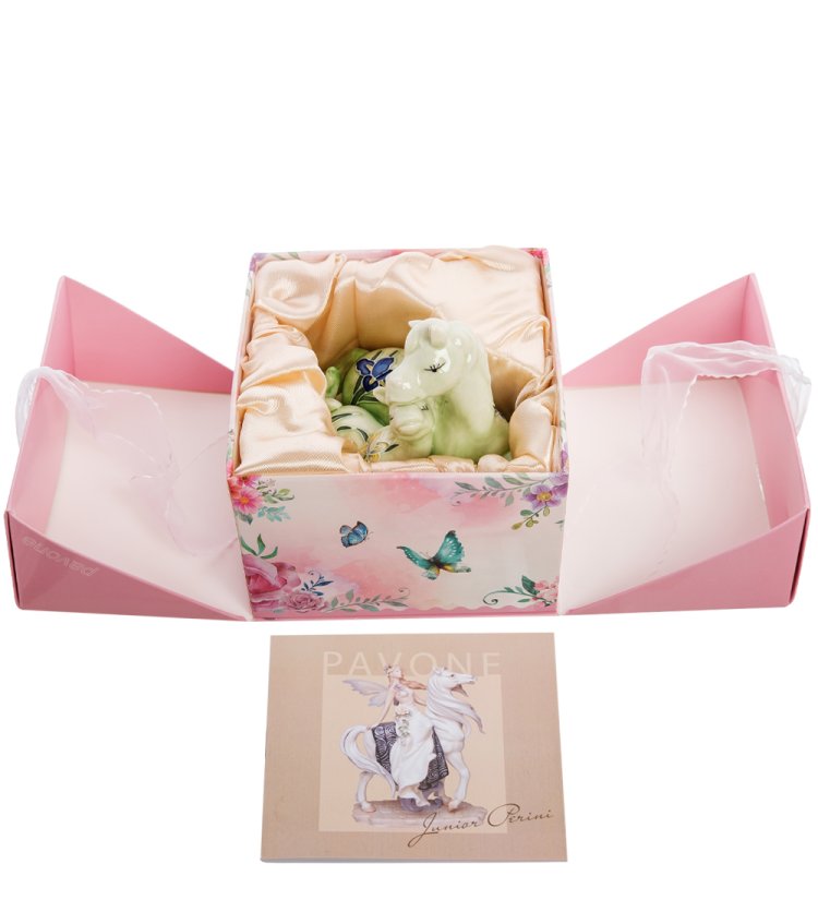 Статуэтка из фарфора Мама лошадь с ребенком Pavone JP-61/46, упаковочный вид