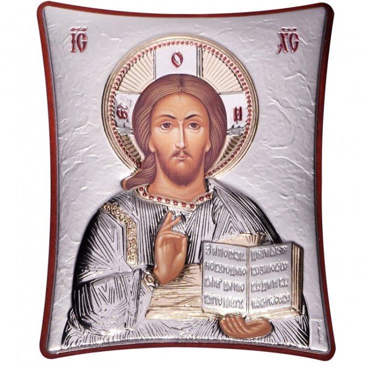 Икона Иисус Христос в коричневой рамке на ножке, Размер 16x20 см Slevory 128TBR1FWD