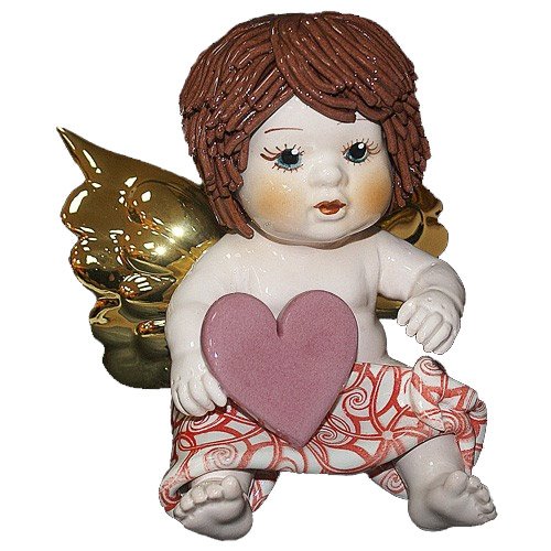 Статуэтка из фарфора Сидящий Ангел с сердцем