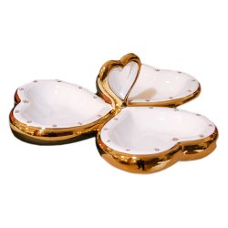 Менажница Три Сердце c кристаллами Swarovski, Золотая