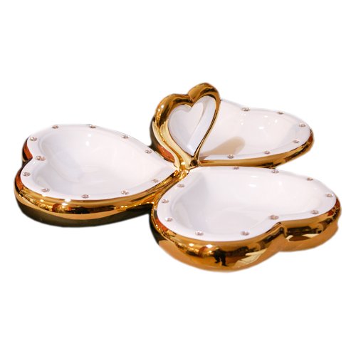 Менажница Три Сердце c кристаллами Swarovski, Золотая