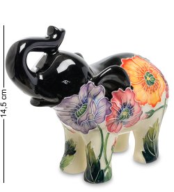 Статуэтка из фарфора Черно-Белый Слоник с цветах