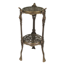 Столик круглый с двумя полками маленький, под бронзу