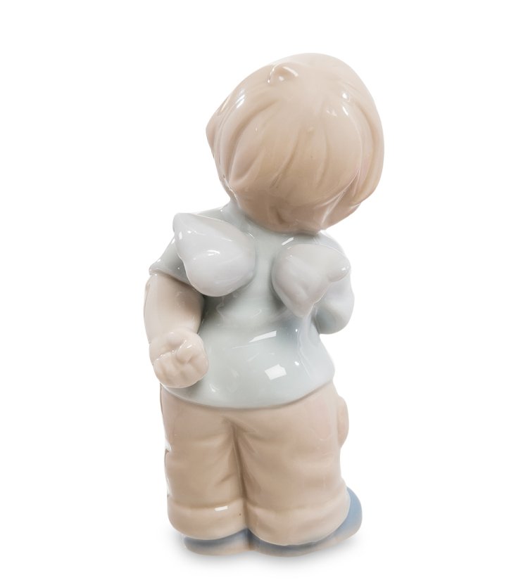 Статуэтка из фарфора Ангелочек-Мальчик в пиджаке Pavone JP-36/27, фотография со спины