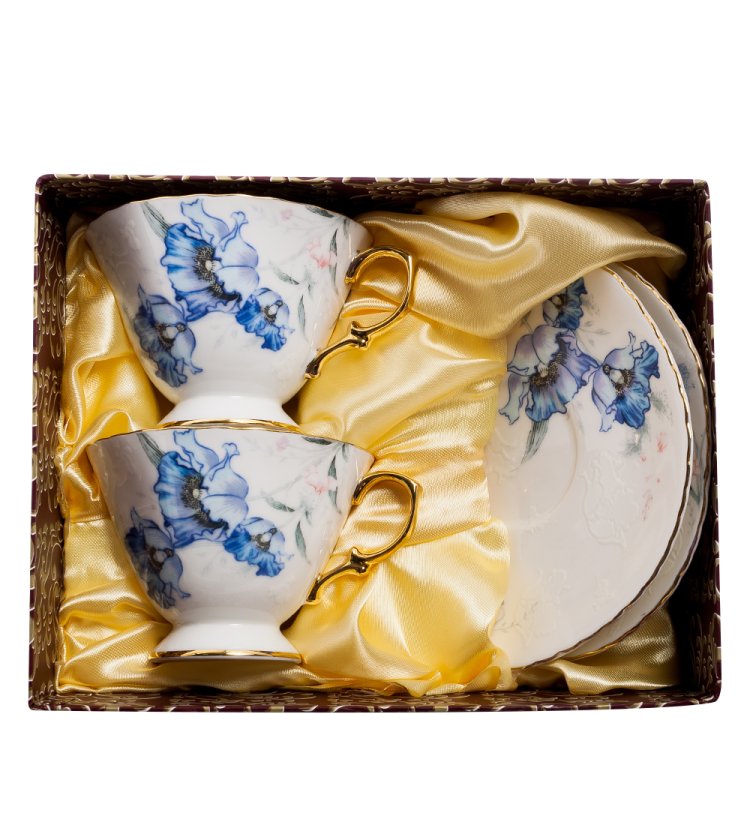 Чайный набор из фарфора на 2 персоны Фиор де Парадис Pavone AS-52, фотография в упаковке