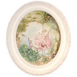 Барельеф из фарфора На качелях (белая рамка)