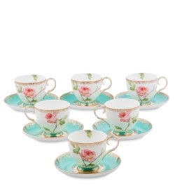 Чайный набор на 6 персон из фарфора Миланская Роза