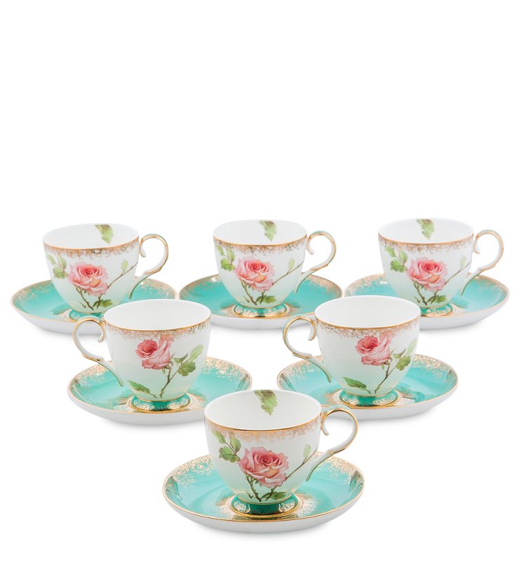 Чайный набор на 6 персон из фарфора Миланская Роза Pavone JK- 67