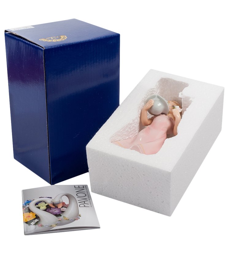 Керамическая статуэтка Маленькая фея с цветами Pavone CMS-34/ 9, фотография в упаковке