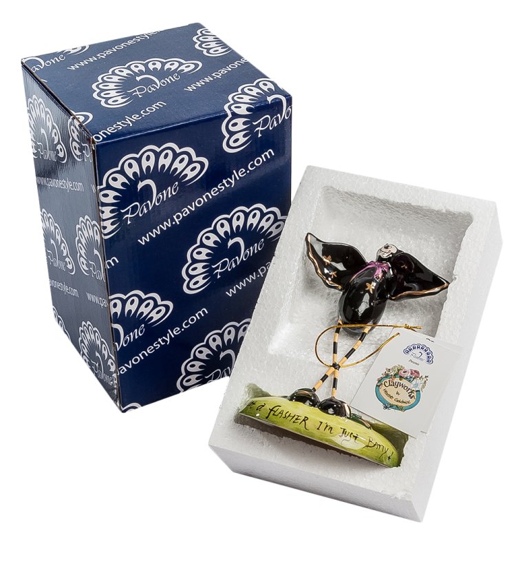 Подсвечник из фарфора Летучая мышь Pavone BS-550, фотография в упаковке