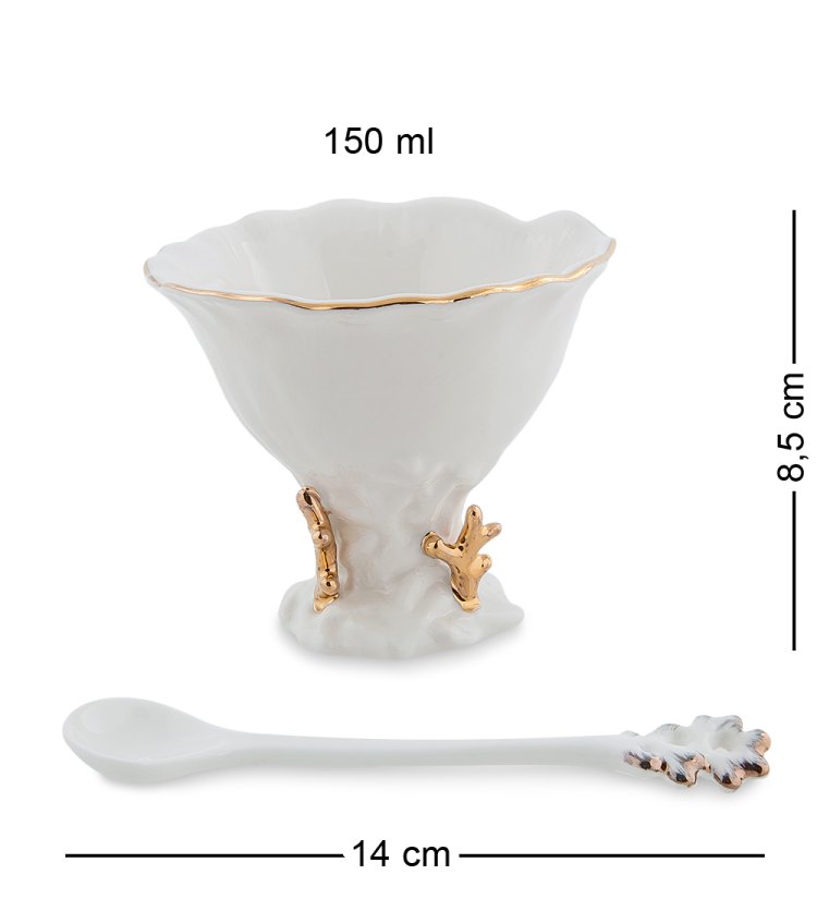 Креманка из фарфора Морская ракушка Pavone FM-34/12, фотография сбоку