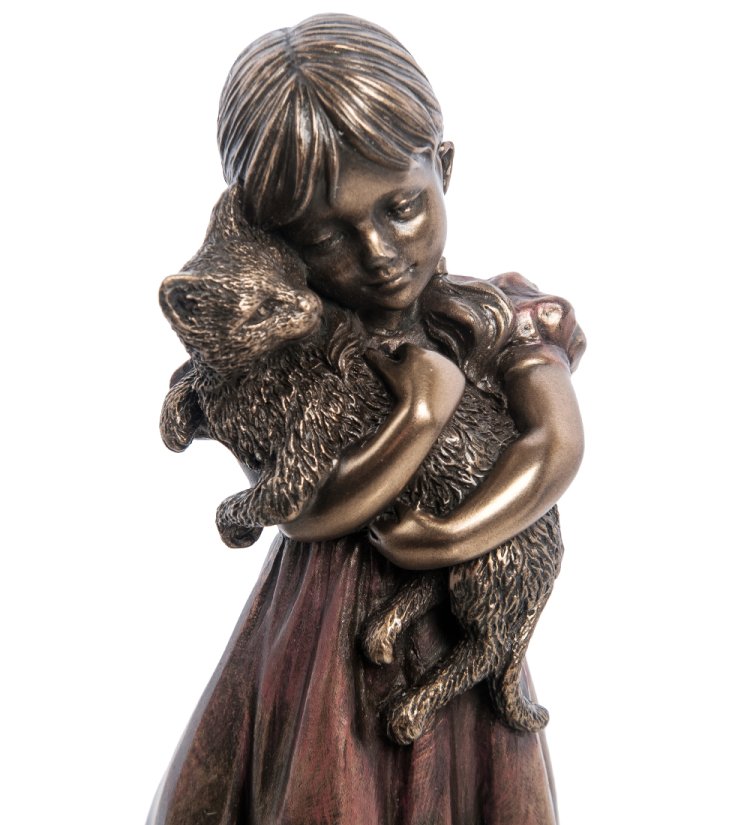 Статуэтка Девочка с котенком Veronese WS-988, портретный вид