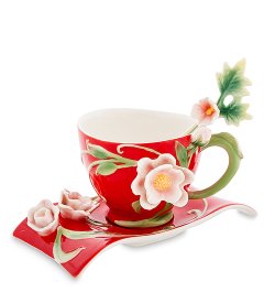 Чайная пара из фарфора Пион