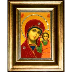 Икона с кристаллами Swarovski - Казанская Божья Матерь