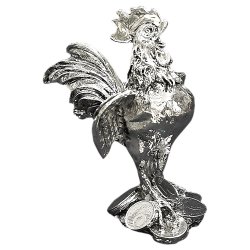 Статуэтка Серебряный Петух с монетами