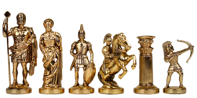Шахматы с патинированной доской Античные Войны Manopoulos MP-S-10-44-TIR, золотые фигуры