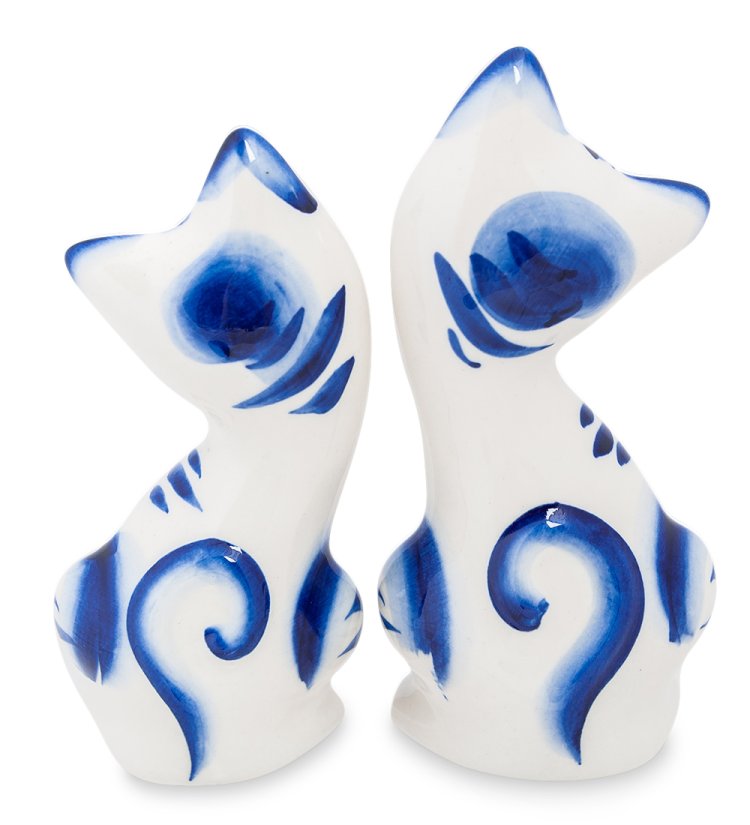 Фигурка Пара маленьких котов Голубая гжель ГЛ-239, фотография со спины