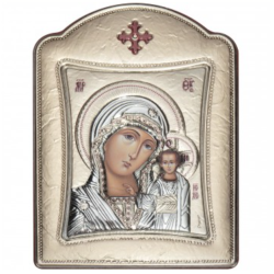 Икона Казанская - Серебряное Сияние, Размер 7x10 см
