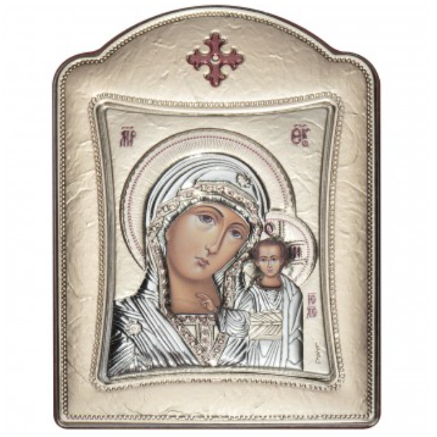 Икона Казанская - Серебряное Сияние, Размер 7x10 см Slevory 144TBR2FWNSmo2A