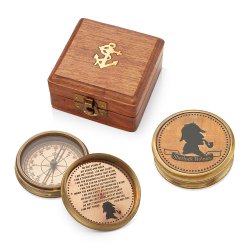 Компас в деревянной шкатулке Sherlok Holmes
