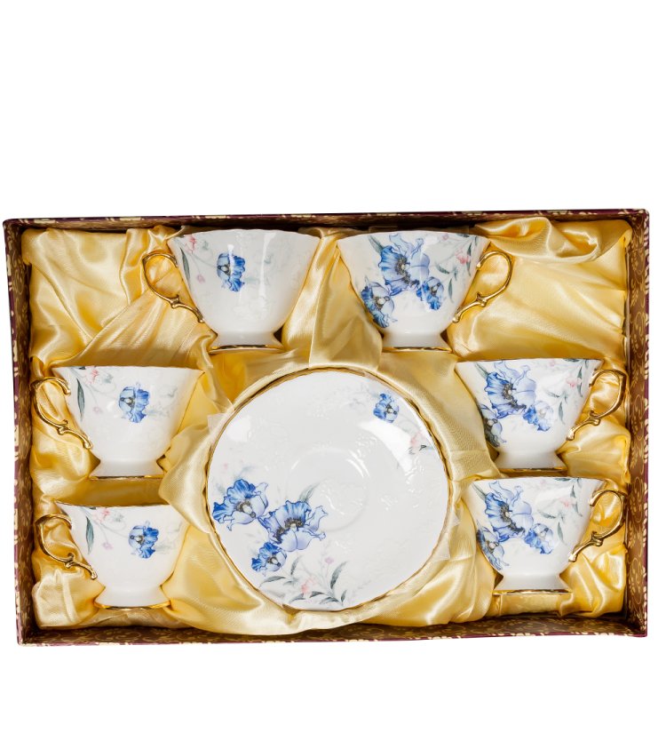 Чайный набор из фарфора на 6 персон Фиор де Парадис Pavone AS-53, фотография в упаковке