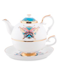 Чайная пара с чайником из фарфора Песня Мотылька