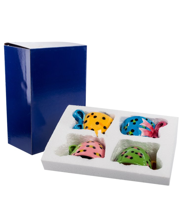 Набор чайных чашек на 4 персоны Pavone CMS-01/17, фотография в упаковке