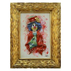 Картина из фарфора Клоун с золотой розой