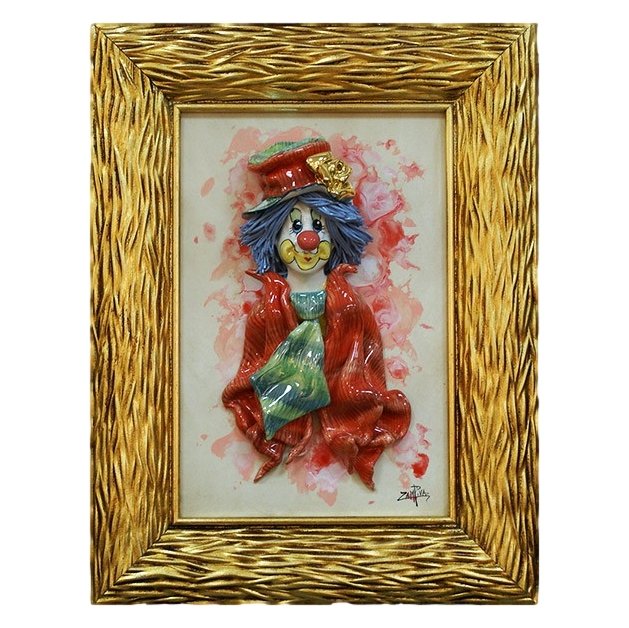 Картина из фарфора Клоун с золотой розой