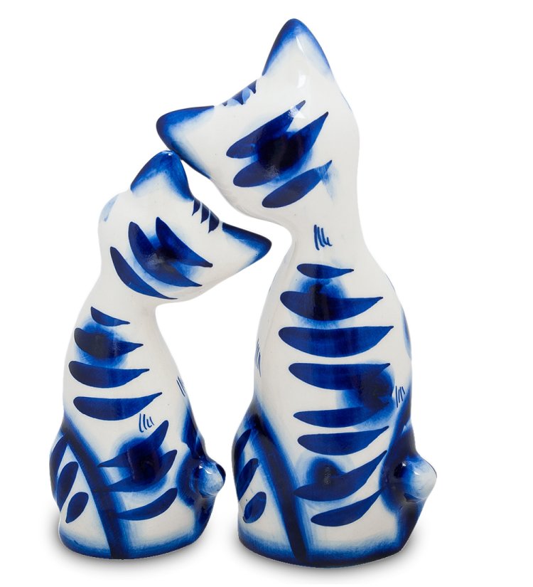 Фигурка Пара котов Голубая гжель ГЛ-237, фотография со спины